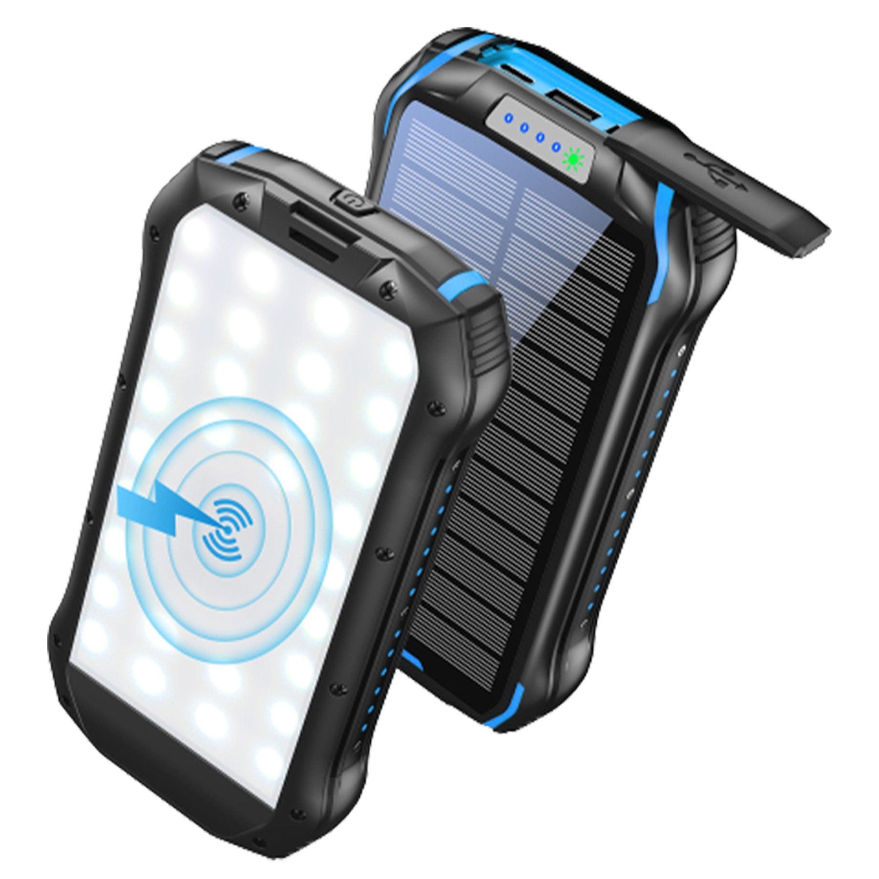 20000Mah Wireless Charging Solar Power Bank Flashlight 4