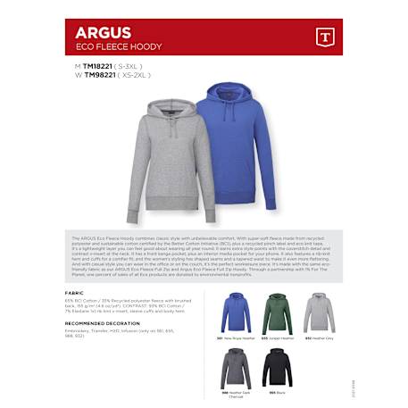 Men's ARGUS Eco Fleece Hoody 117
