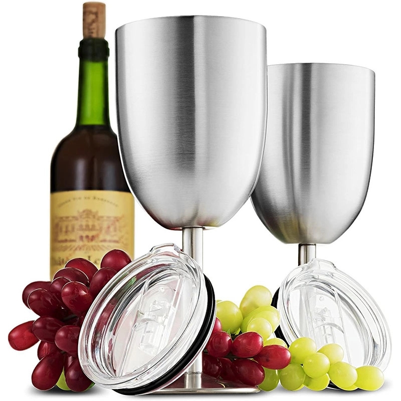 Stainless Steel Double Walled Insulated Goblet With Lid 1