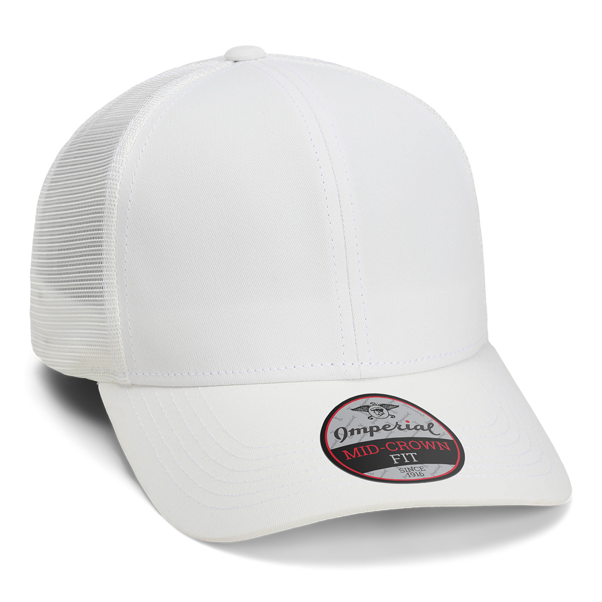 Imperial 1988M 6-Panel The Whitaker Mesh Back Poly Cap w/ Leatherette Patches or Embroidery 9