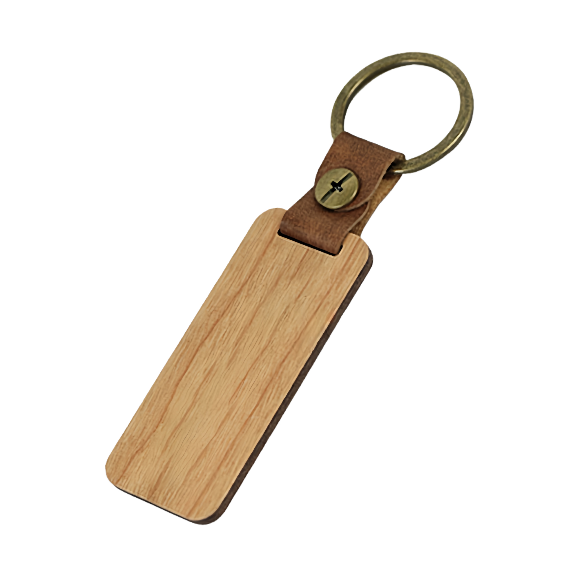 PU Leather Wooden Keychain New Style Mini Car Key Ring Handcrafted Gift 1