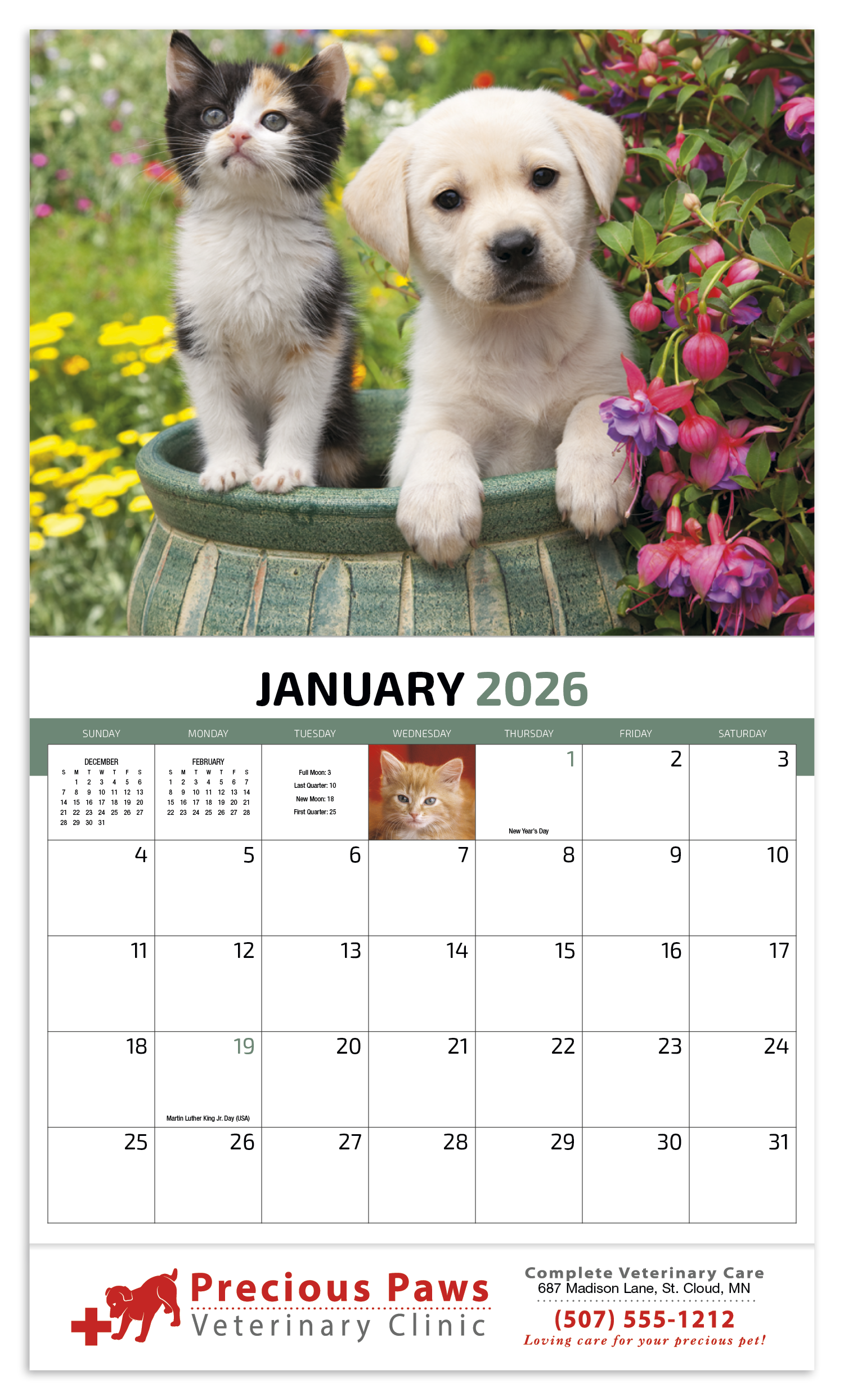 HotLine® Products Four Paws Appointment Calendar - Stapled 37