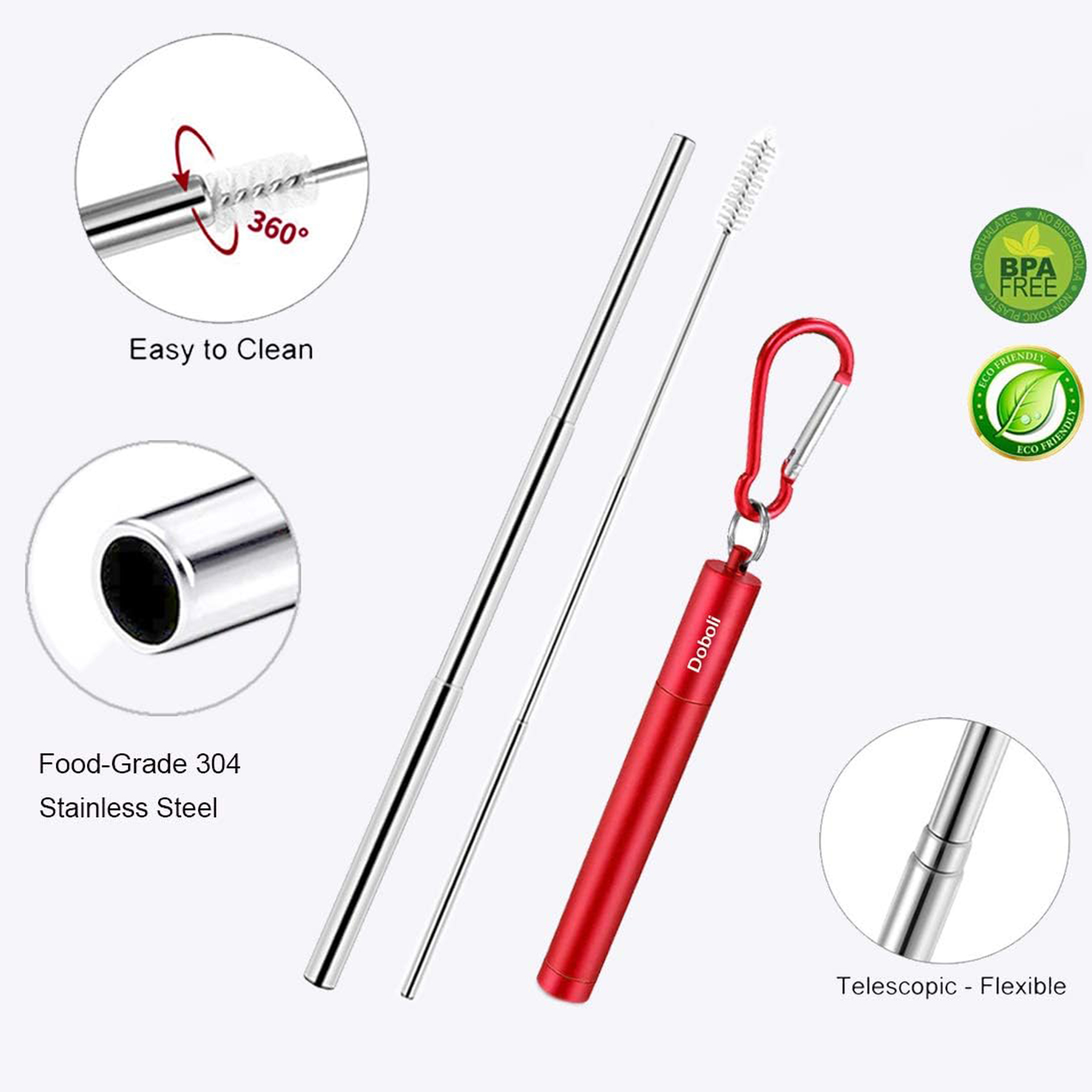 Collapsible Reusable Travel Straw with Case 3