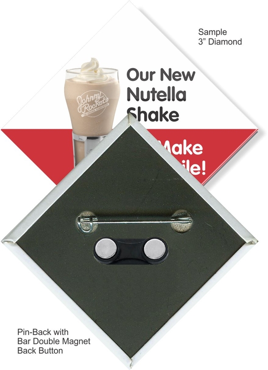 Pin-back with Bar Double Magnet 3 Inch Diamond Button 2