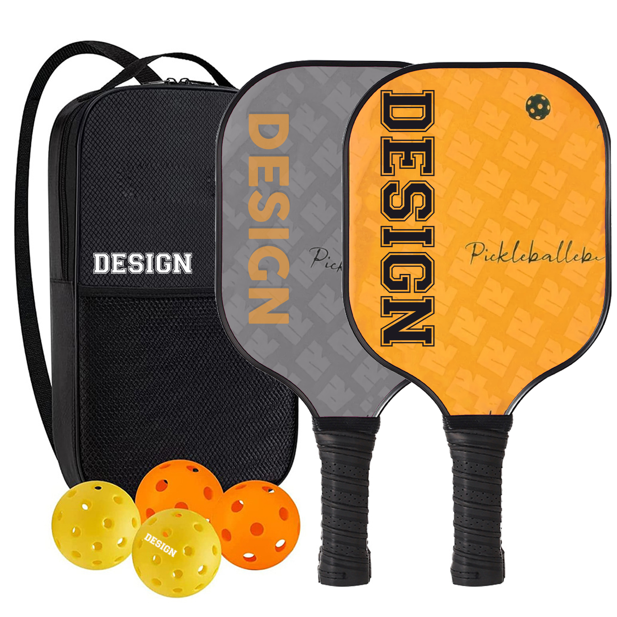 Carbon Fiber Pickleball Set 2 Paddles 4 Balls Bag 3