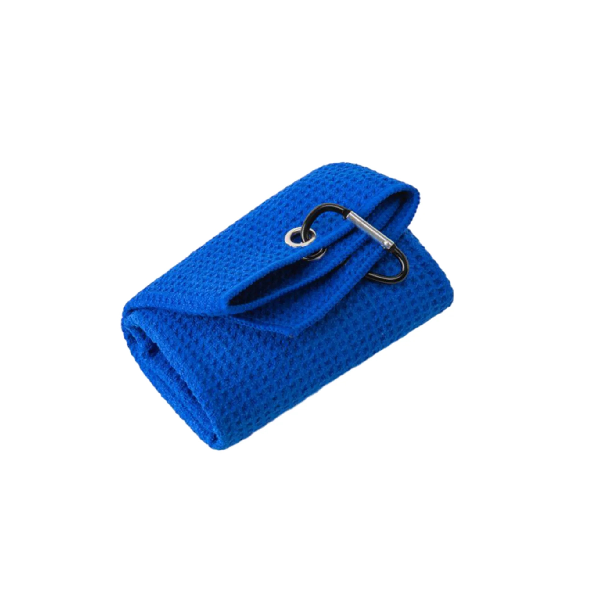 MOQ 100 Microfiber Waffle Golf Towel With Carabiner 4
