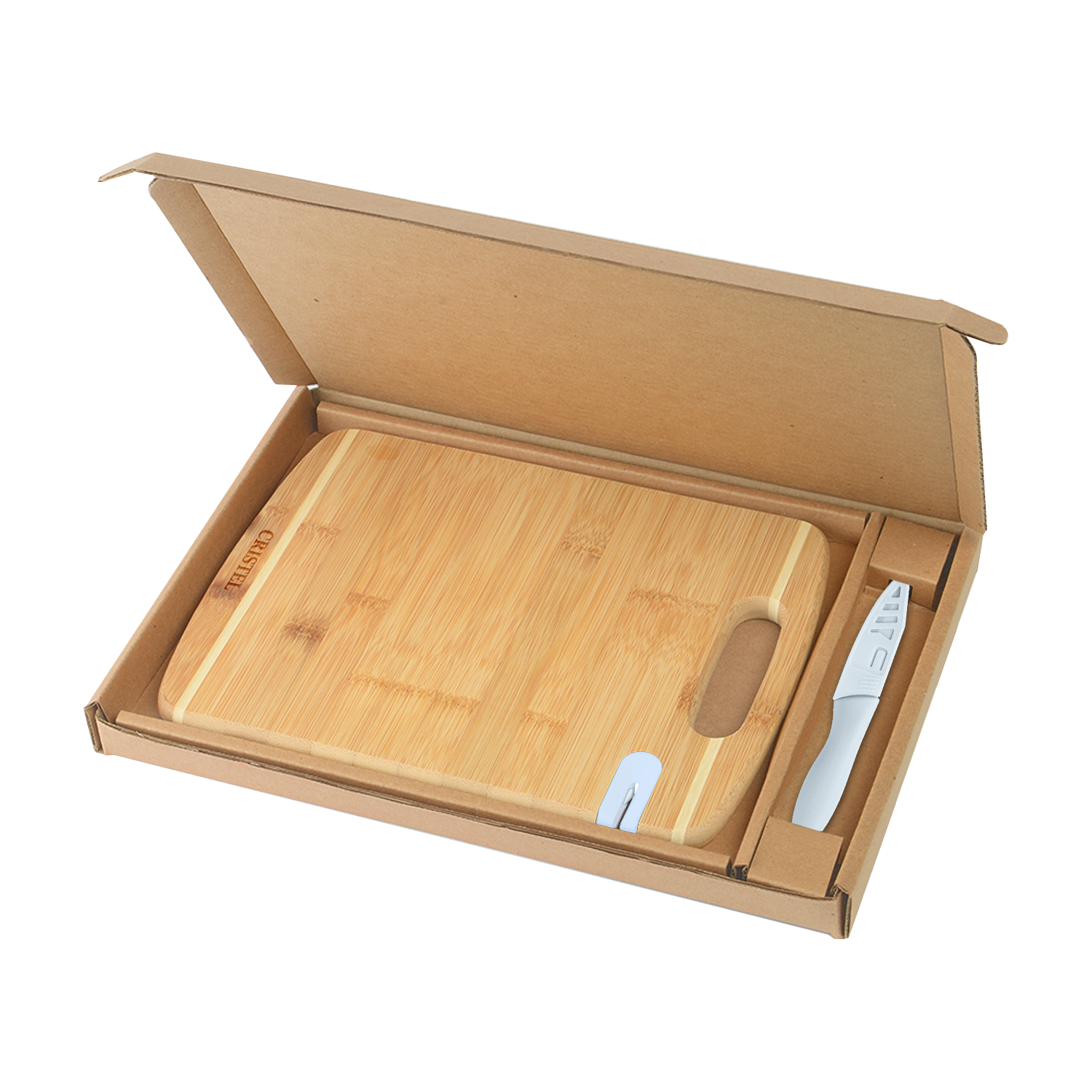 Bamboo Sharpen-It Cutting Board w/Knife Gift Box Set 3