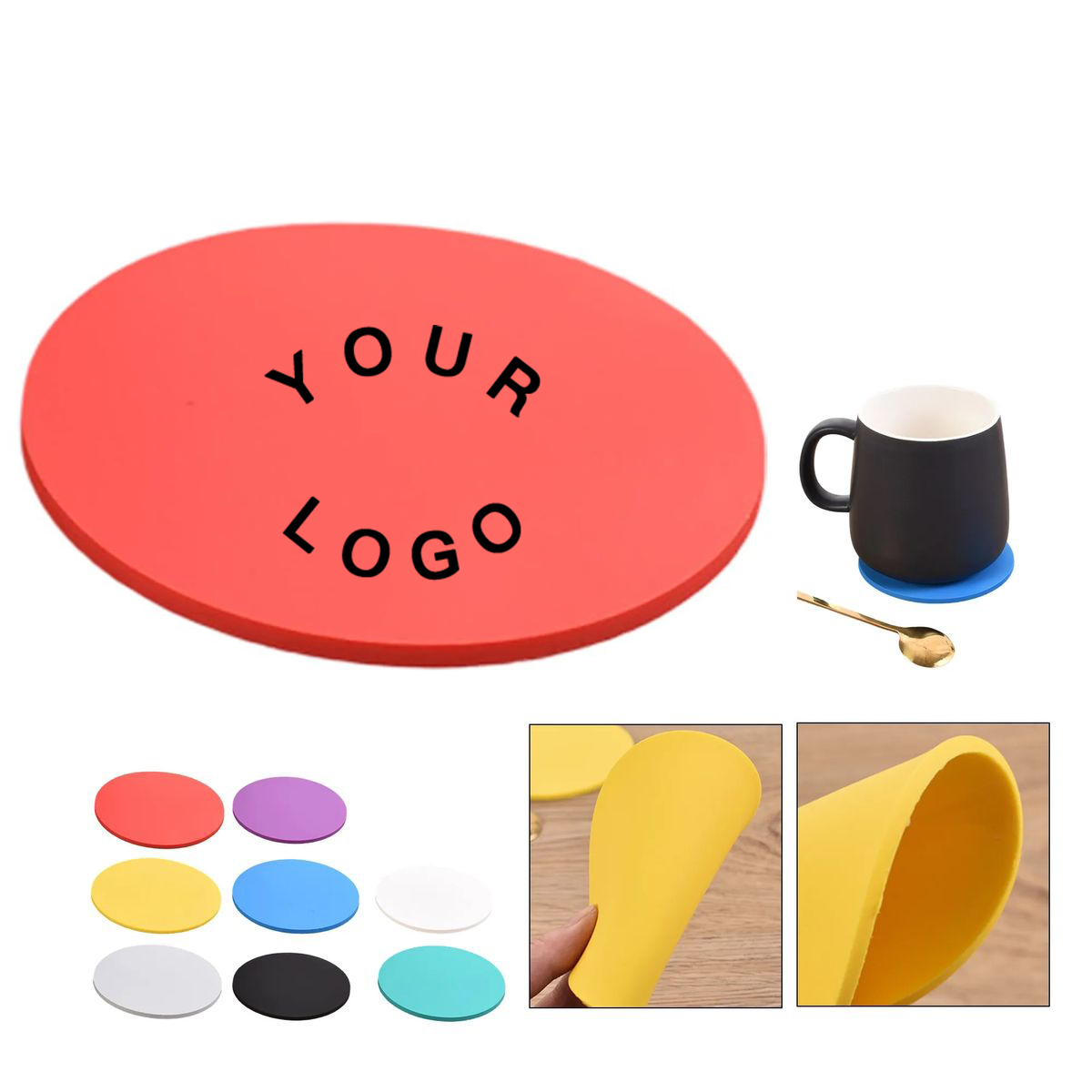 2.7 Inch Round Ceramic Coaster White 4
