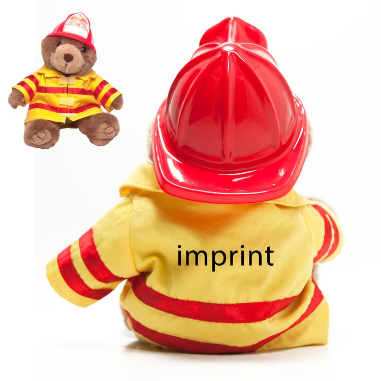 8" Firefighter Bear with one color imprint 2