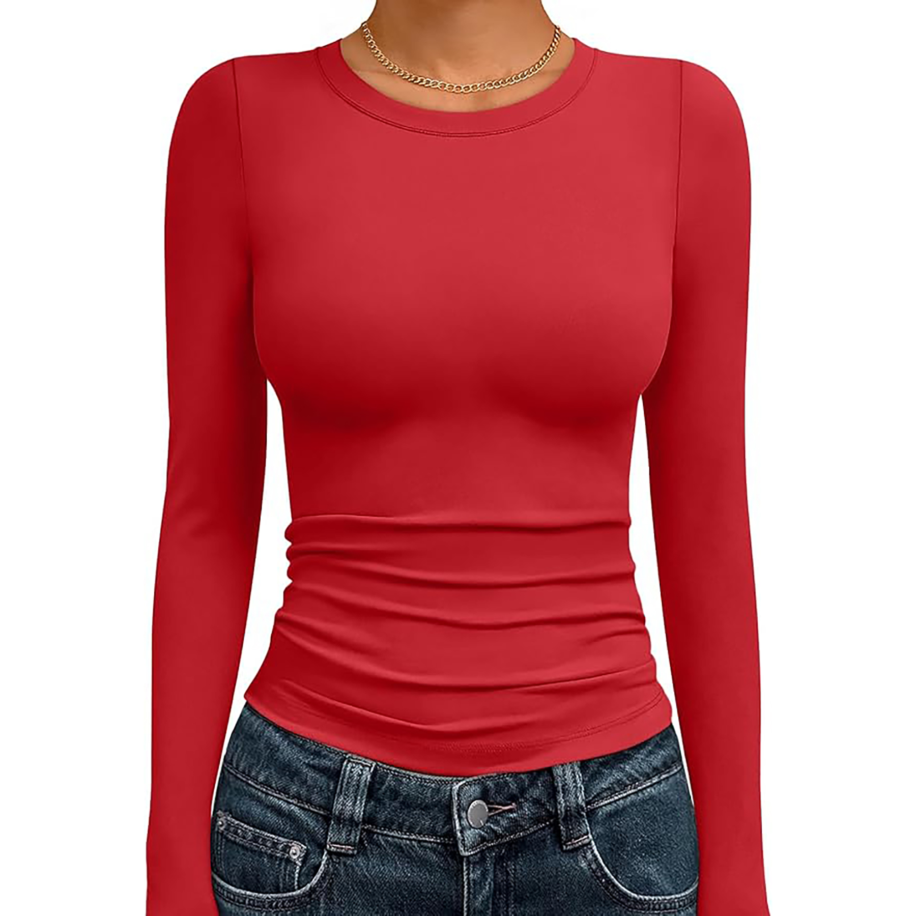 Women's Basic Round Neck Crop Top 33
