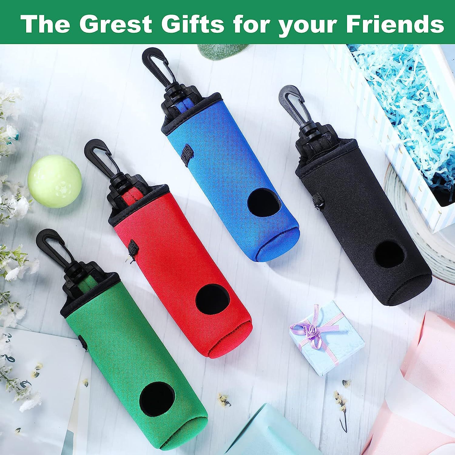 Neoprene Portable Pocket 3pc Golf Ball Washer Pouch 3