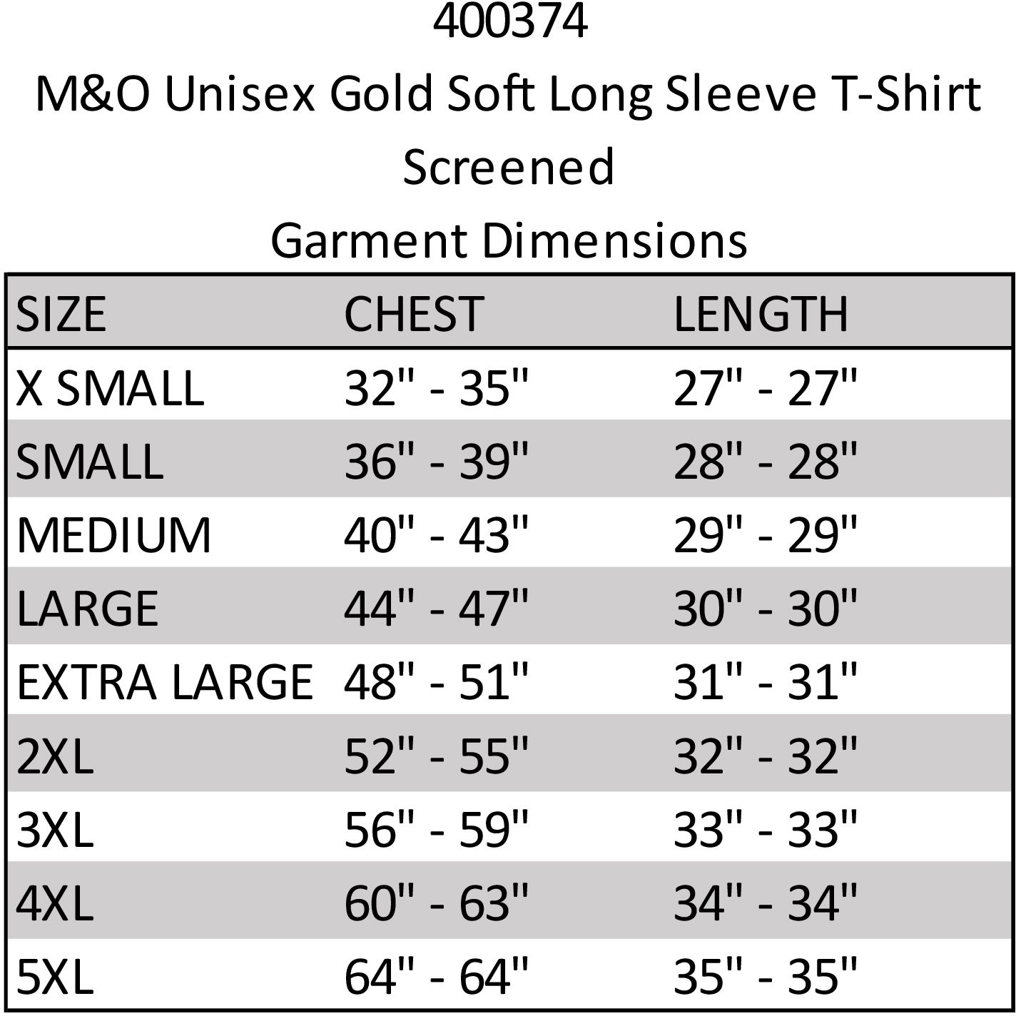 M&O UNISEX GOLD SOFT LONG SLEEVE T-SHIRT SCREENED 17