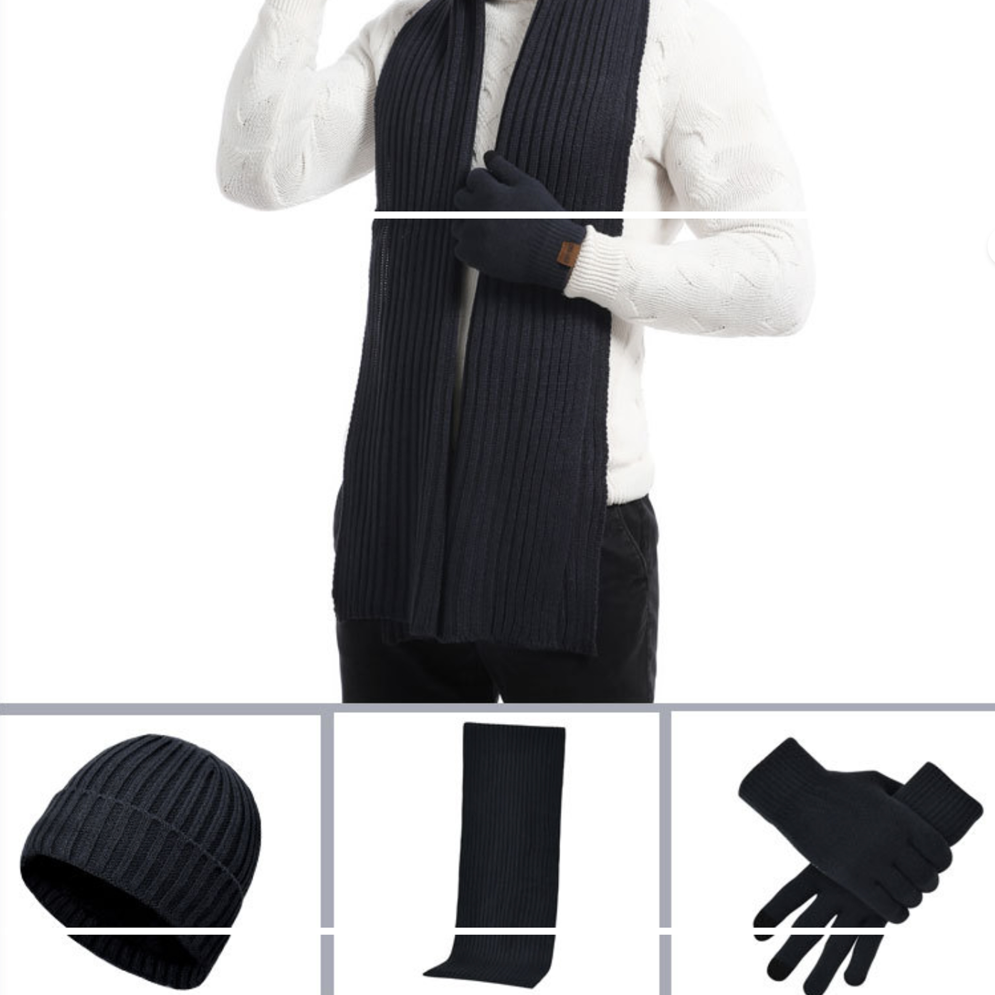 3-in-1 Gift Set: Hat, Scarf, and Touchscreen Gloves 3
