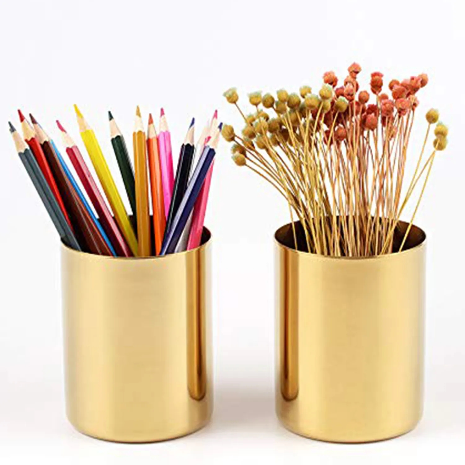 Gold Stainless Steel Pen Holder Cup 6