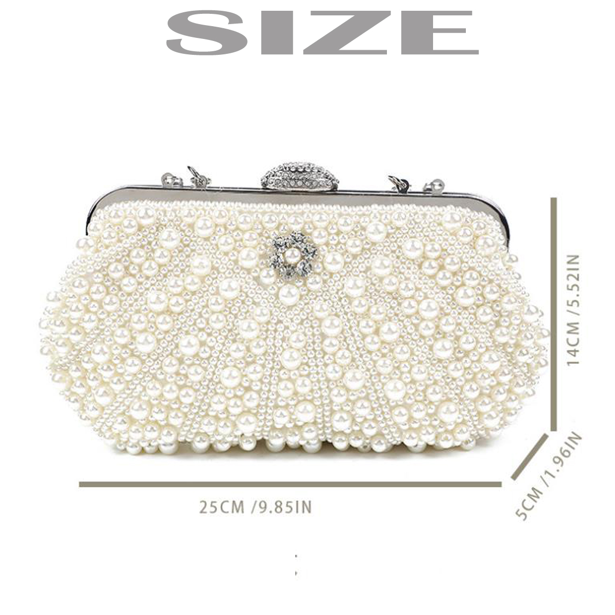 Beaded Pearl Floral Evening Clutch Bag 2