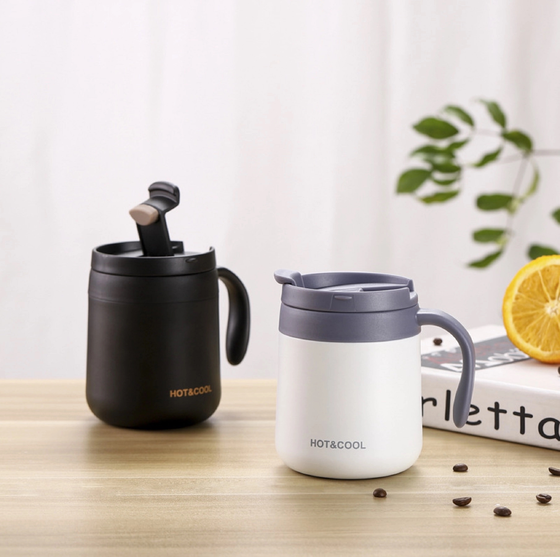 Double Wall Insulated Coffee Cup With Lid & Handle 7