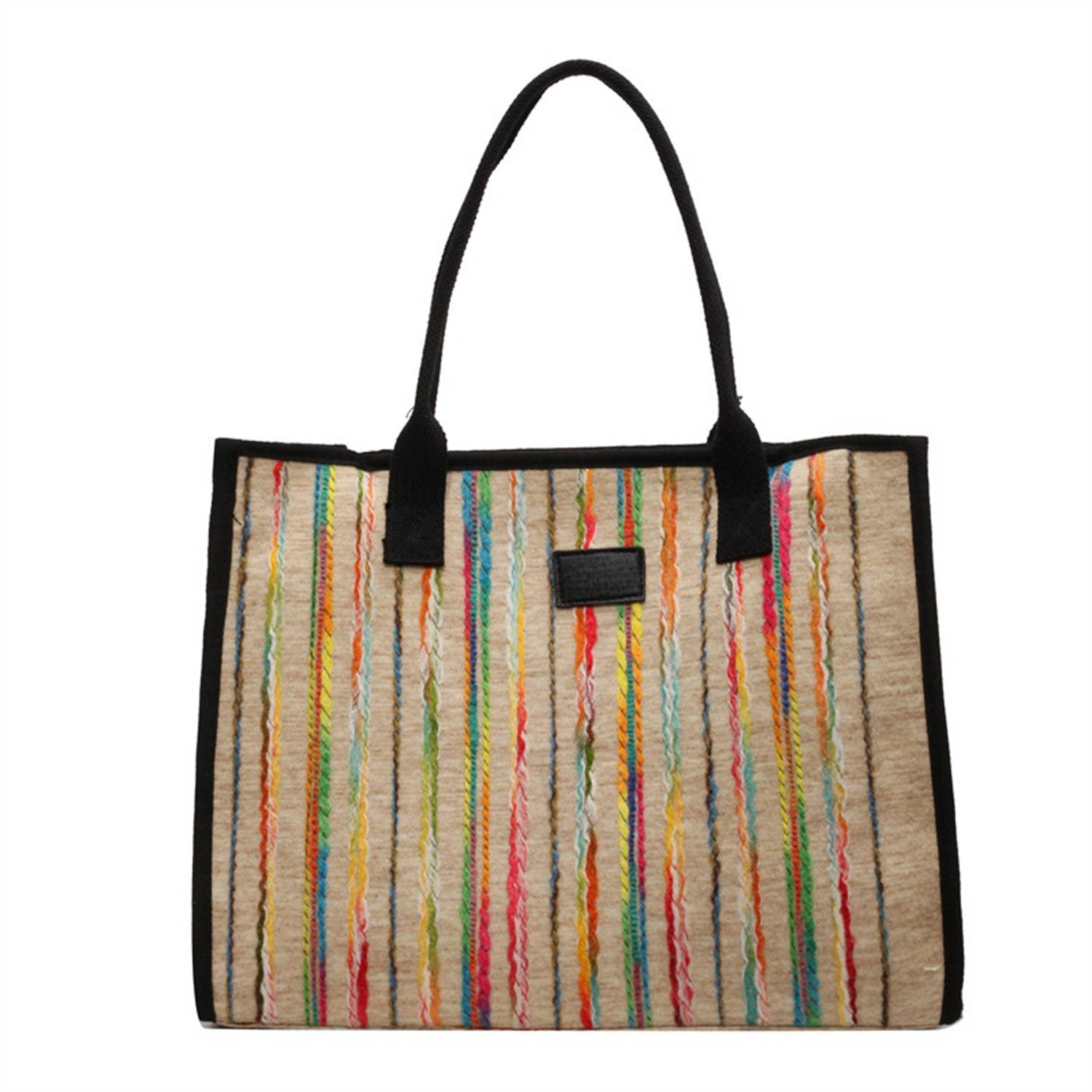 Canvas Tote Bag Rainbow Stripe Large Capacity, custom tote bag with logo imprint 6