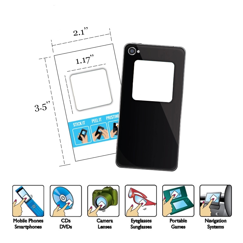 Sticky Screen Cleaner Microfiber Cleaning Sticker w/ Busines 4