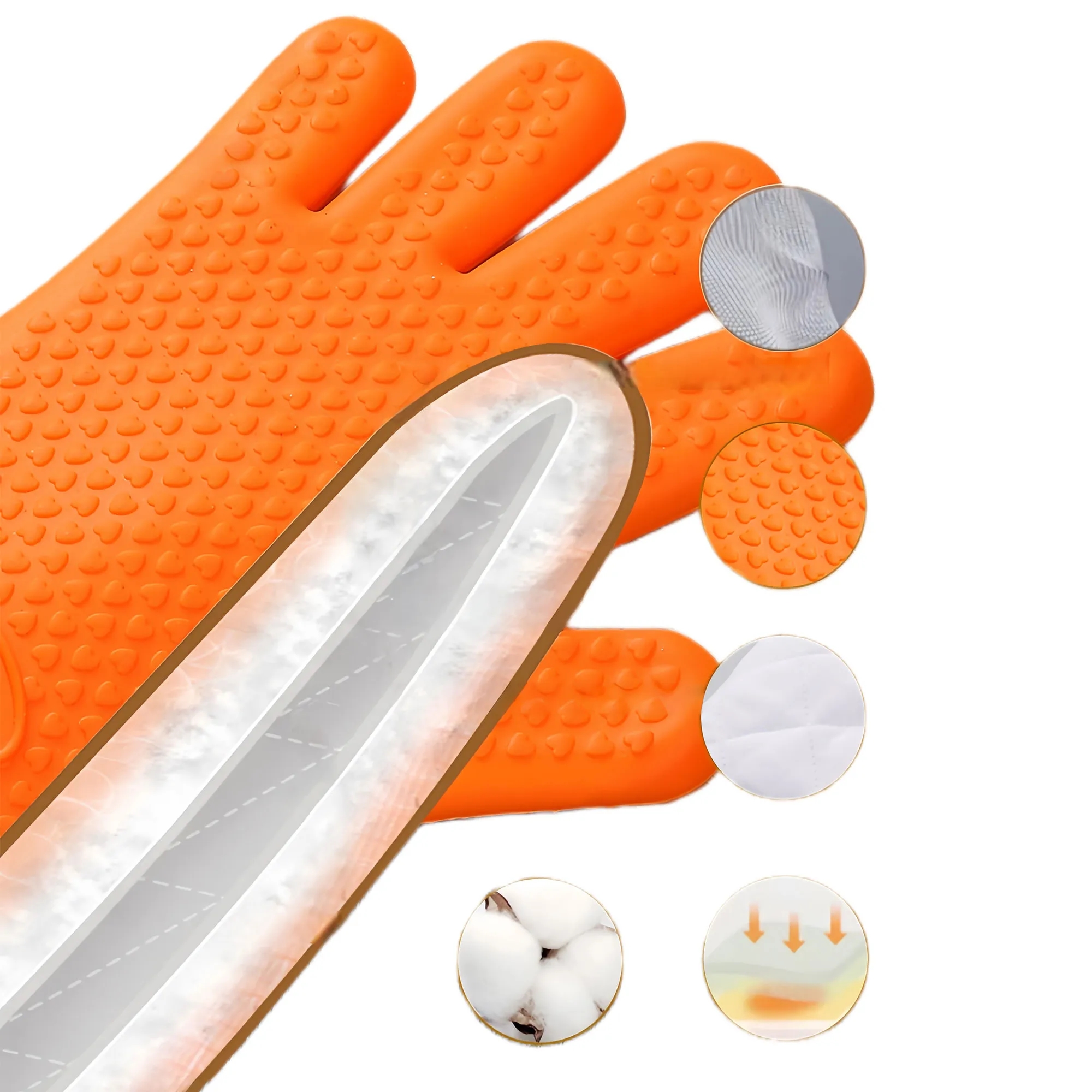 Flexible Five Finger Heat Resistant Silicone Oven Mitts 4