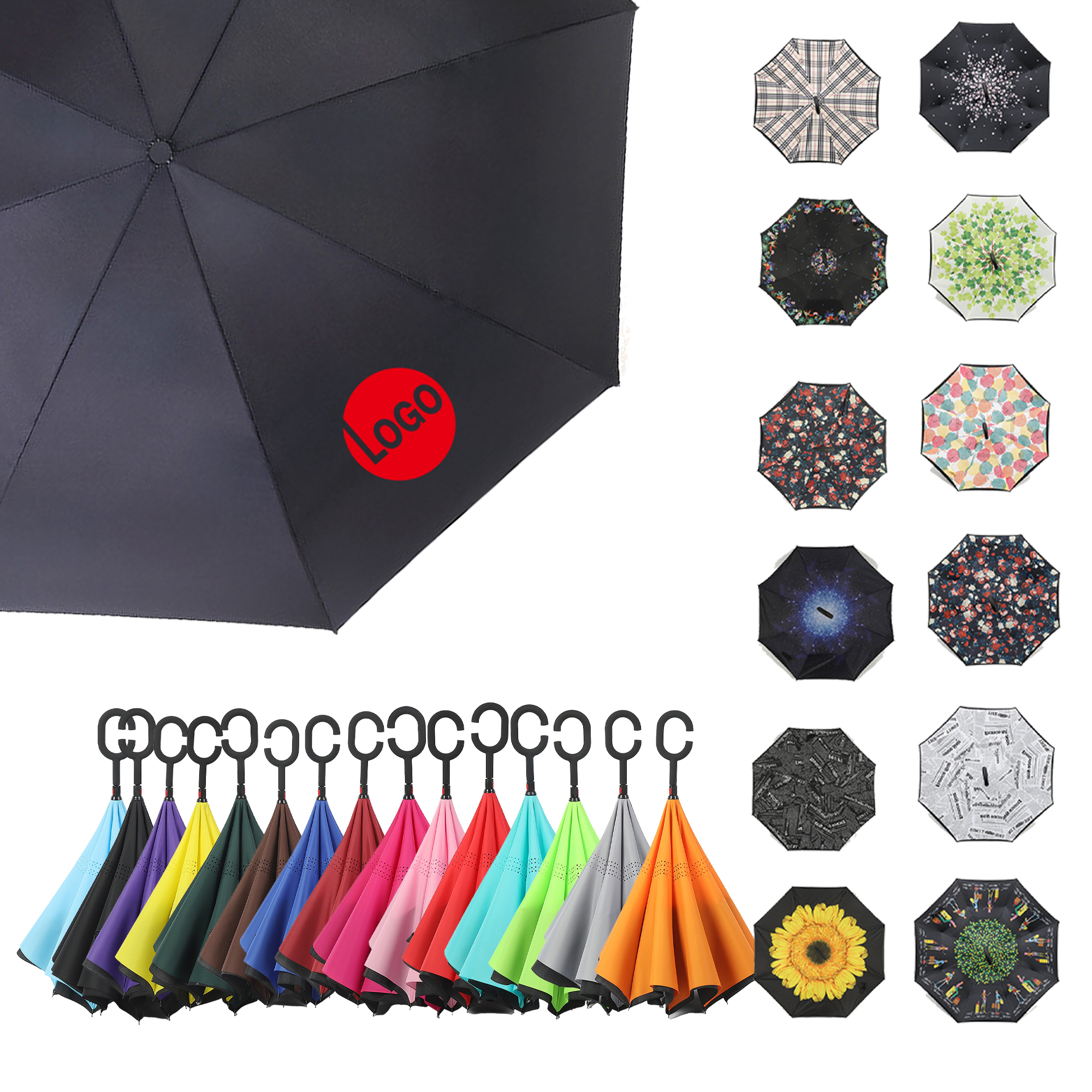 Reverse Large Inverted Double Umbrella C-Handle 13