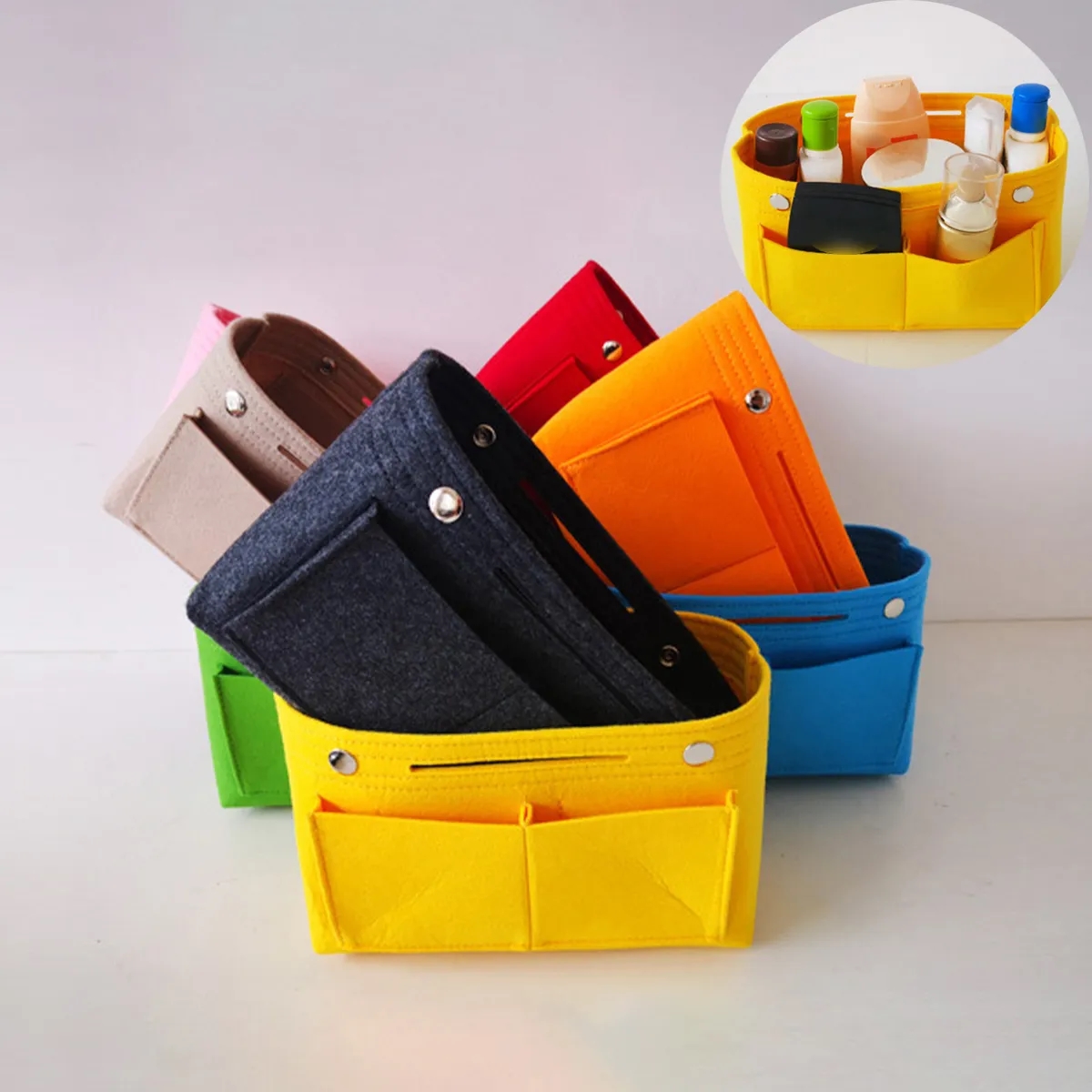 Portable Large Capacity Felt Handbag Makeup Sundries Holder 5