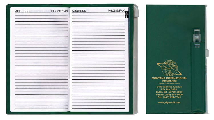 Address Book w/ Zip Back Planner & Clear Pen - Solid Color Cover 3