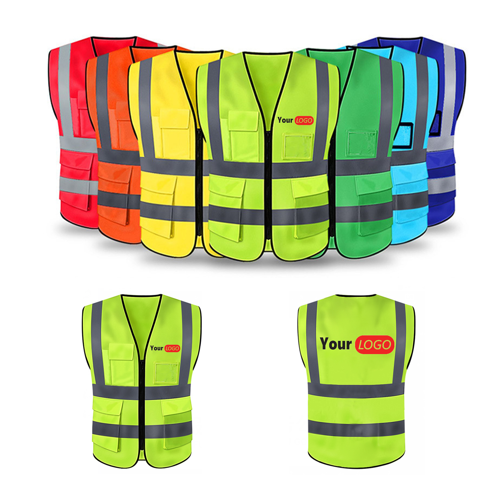 Safety Vest with Reflective Strips and Zipper Closure 2