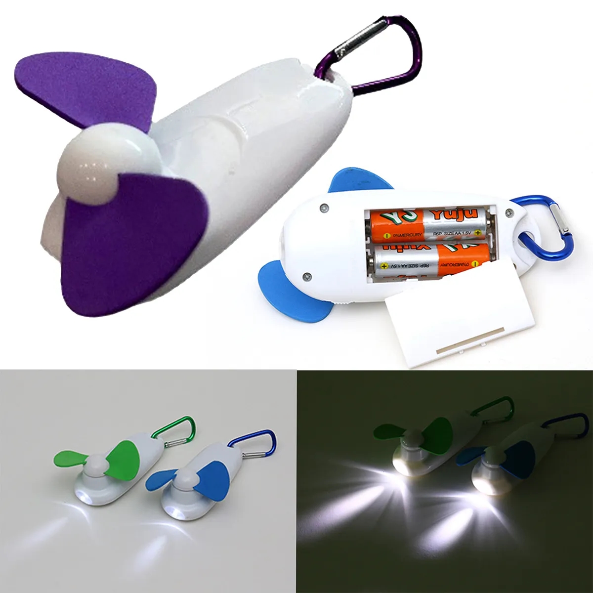 2 In 1 Portable Mini Led Handheld Cooling Fan With Carabiner 3