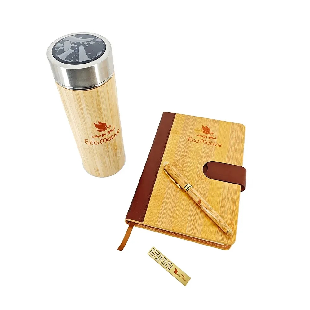 Bamboo Notebook Pen Bottle USB Gift Set 8