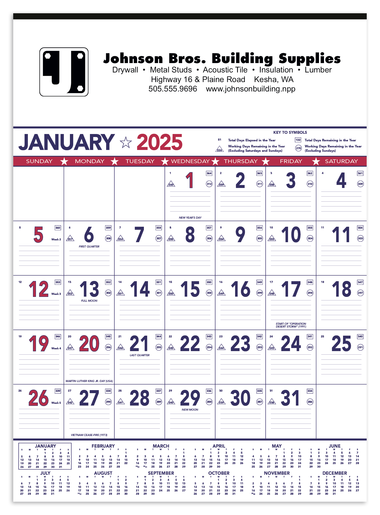 Triumph® Calendars Patriotic Contractor Memo Calendar 2