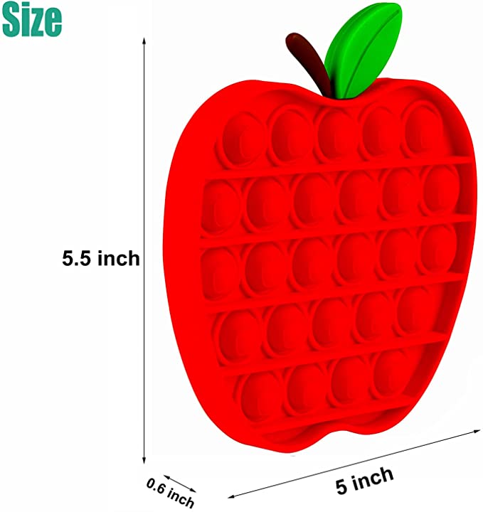 Red Apple Shape Silicone Pops Bubble Sensory Fidget Toy 8