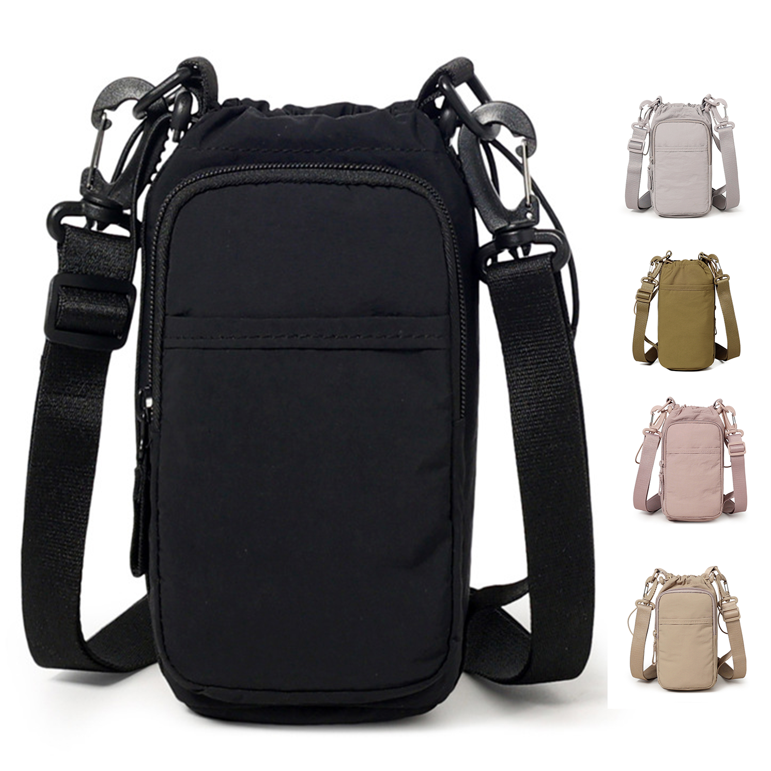 Nylon Outdoor Water Bottle Carrier Bag w/ Phone Pocket 12