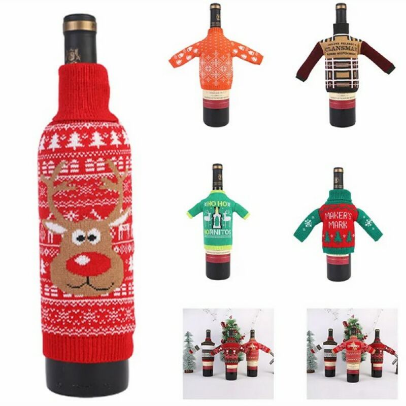 Christmas Wine Bottle Sweater Cover