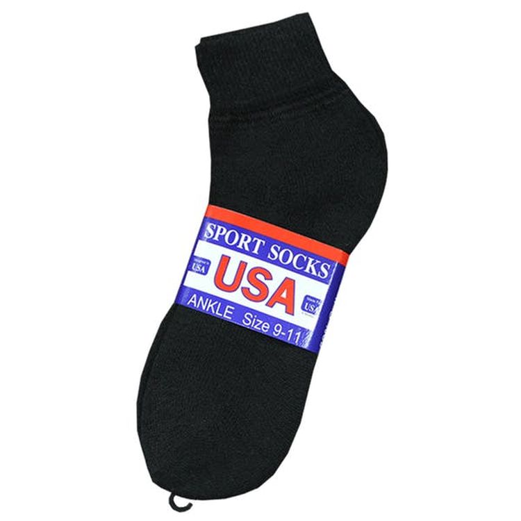 Adult Ankle Socks Black Size 9-11 2