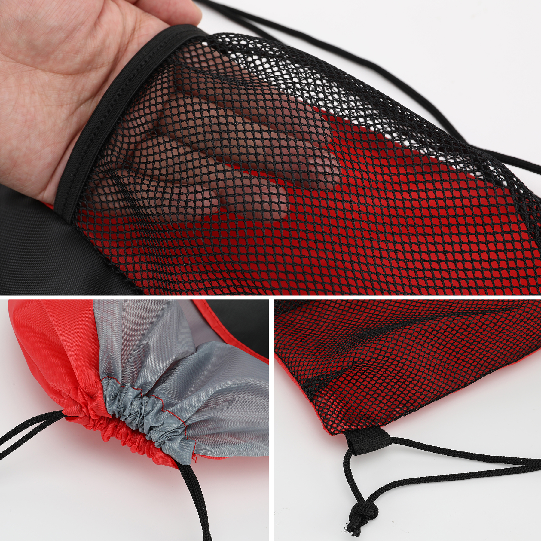 Slant-Pocket Drawstring Gym Backpack With Side Mesh Pocket 4