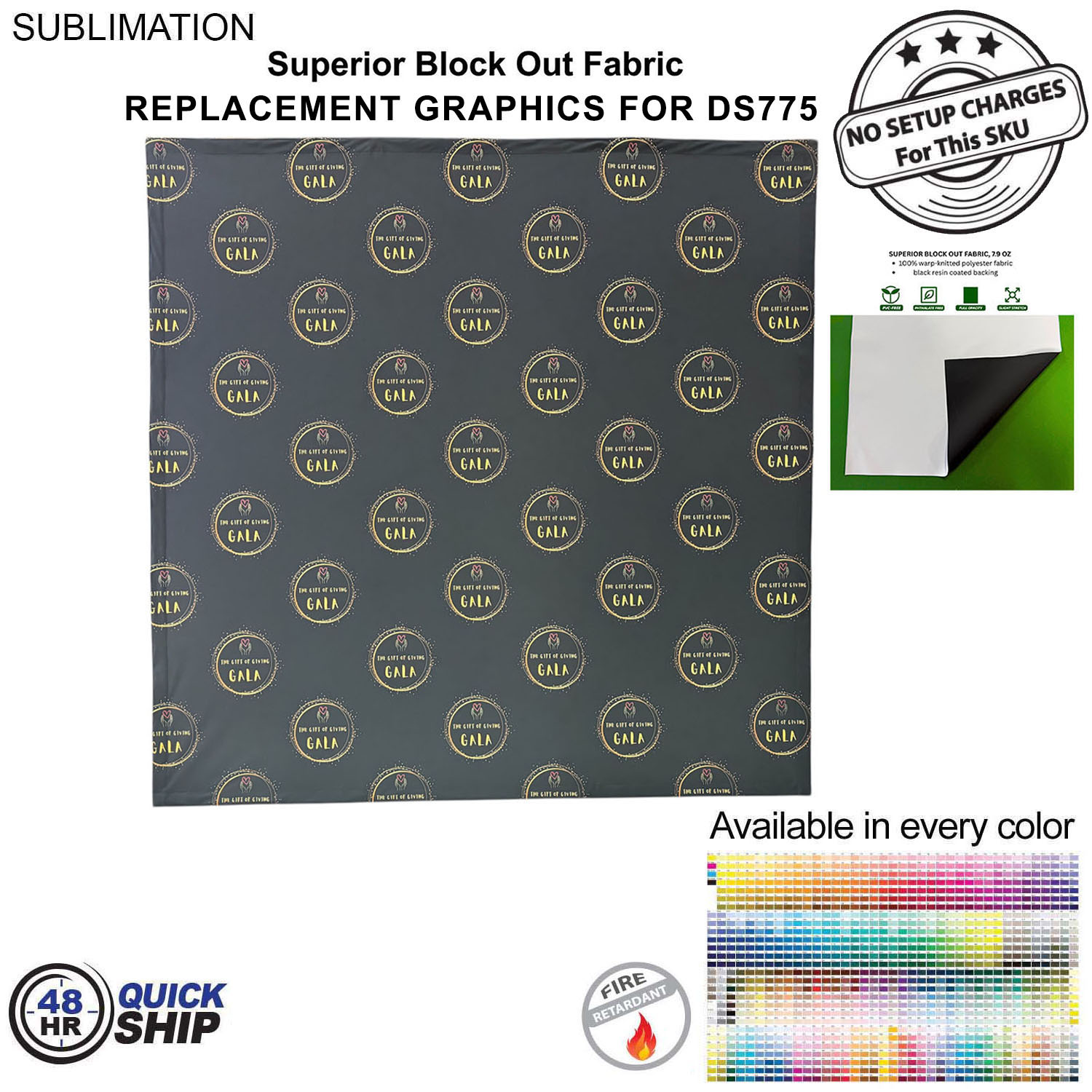 48Hr Quick Ship - Replacement Graphics for 7.5' Straight Wall with Velcro on the back