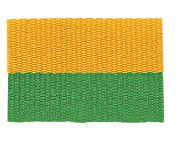 Green/Gold "V" Neck Ribbon with Clip, 1 1/2" wide 1