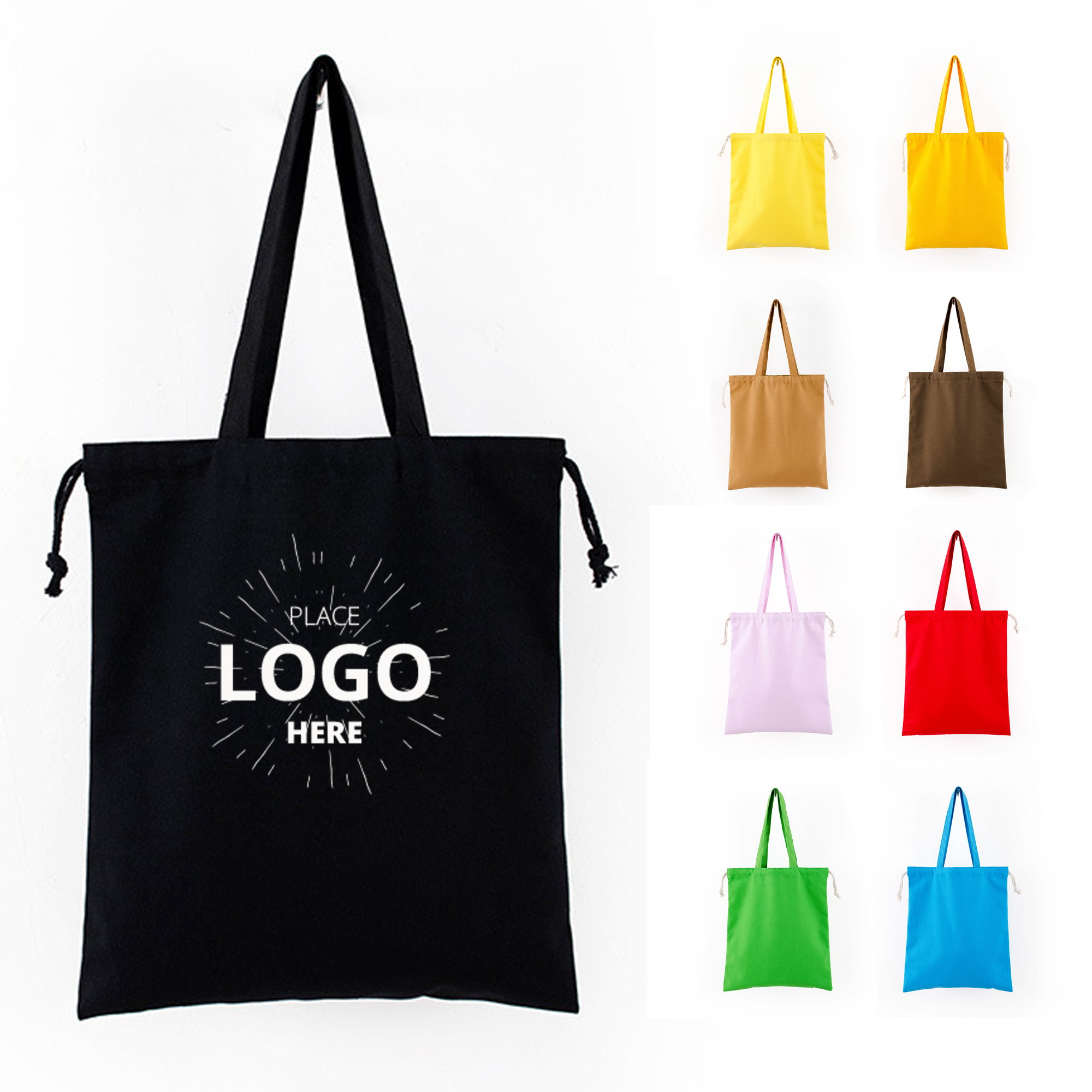 Drawstring Canvas Shopping Handbag 1