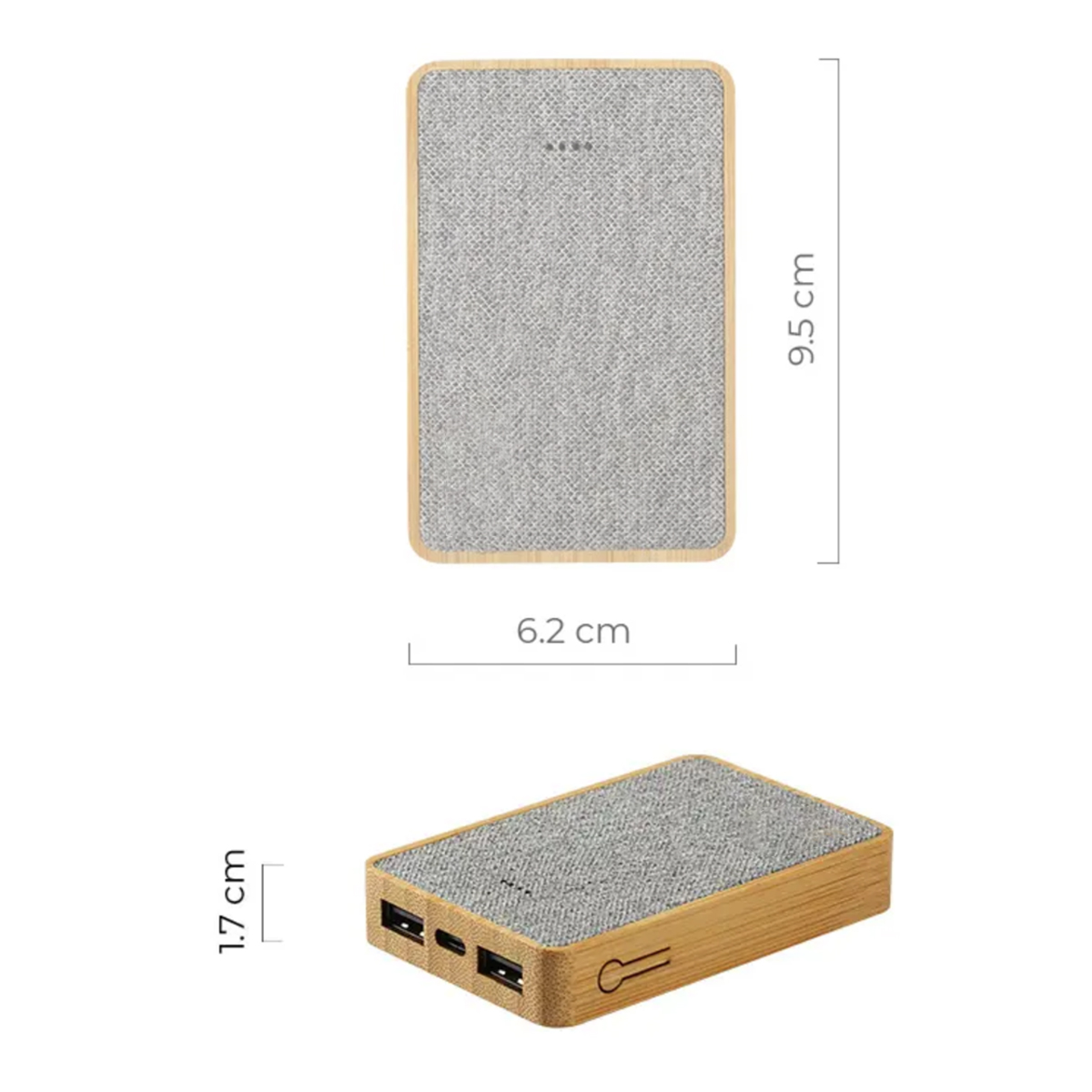 Eco Bamboo Power Bank with RPET Fabric Dual USB 1