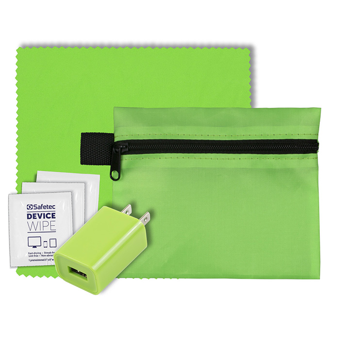 "TECHPACK" Tech Hom and Travel Kit with Microfiber Cleaning Cloth and US Wall Charger 17