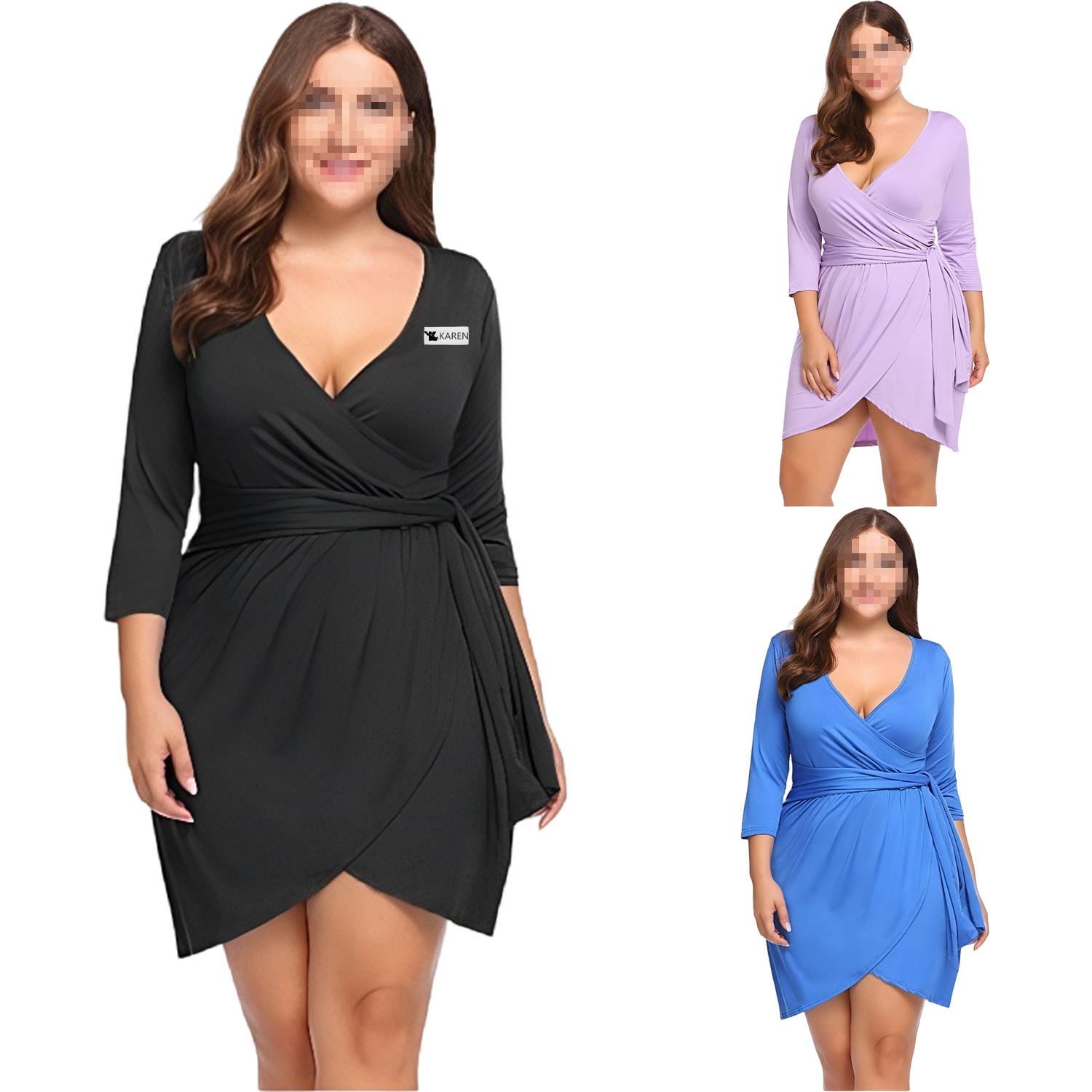 Solid Color V-Neck Casual Mini Dresses 9