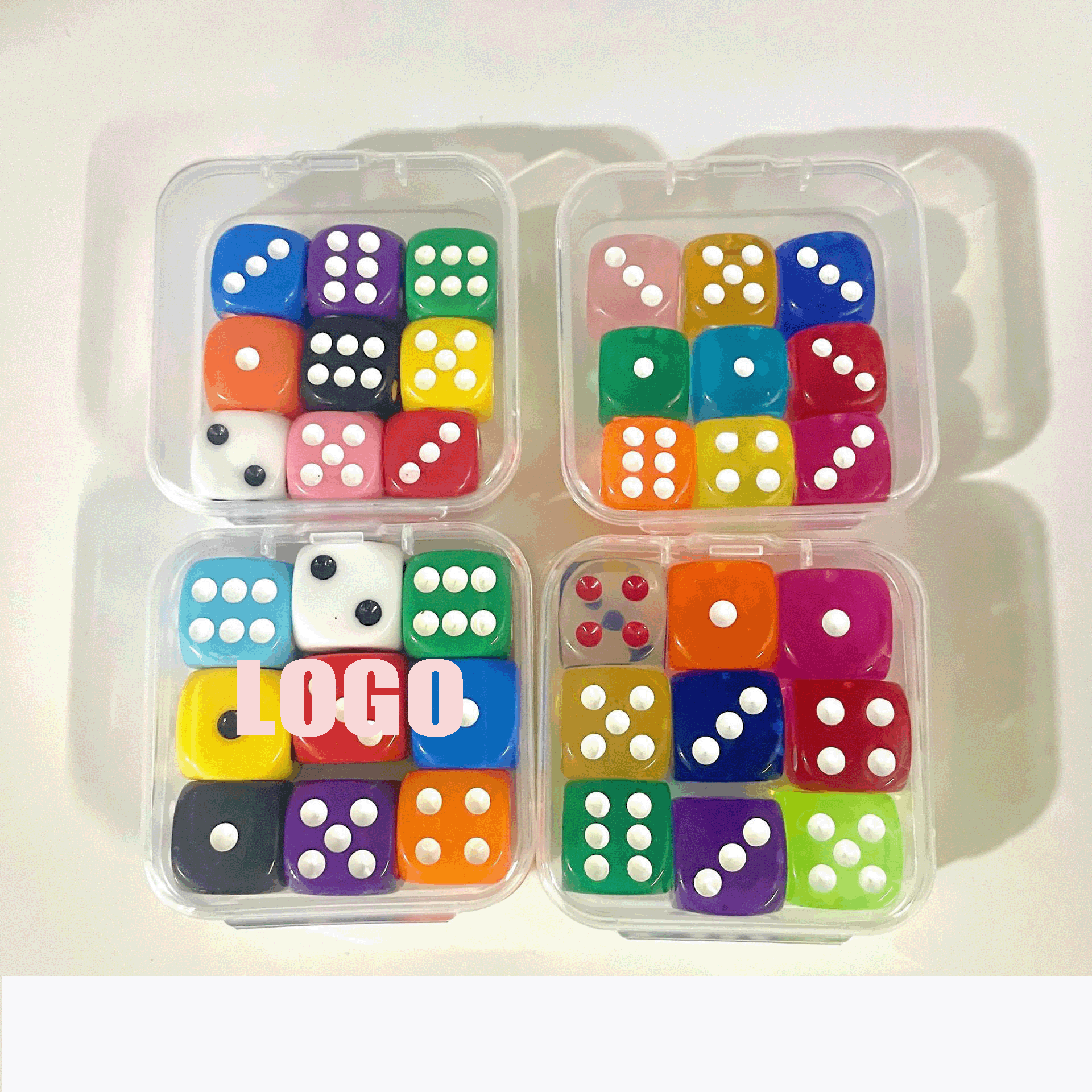 12pcs Dice Set / 6 Sided Translucent Colors Game Dice with Box 2