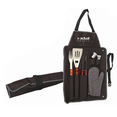POLYESTER BBQ APRON SET (BLACK) 1