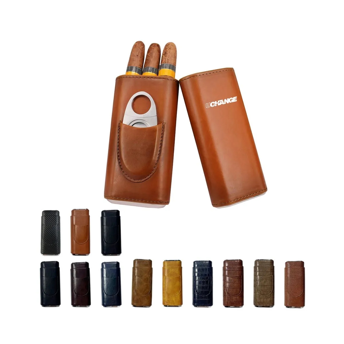 Portable Premium Leather Travel Cigar Case With Cutter 3
