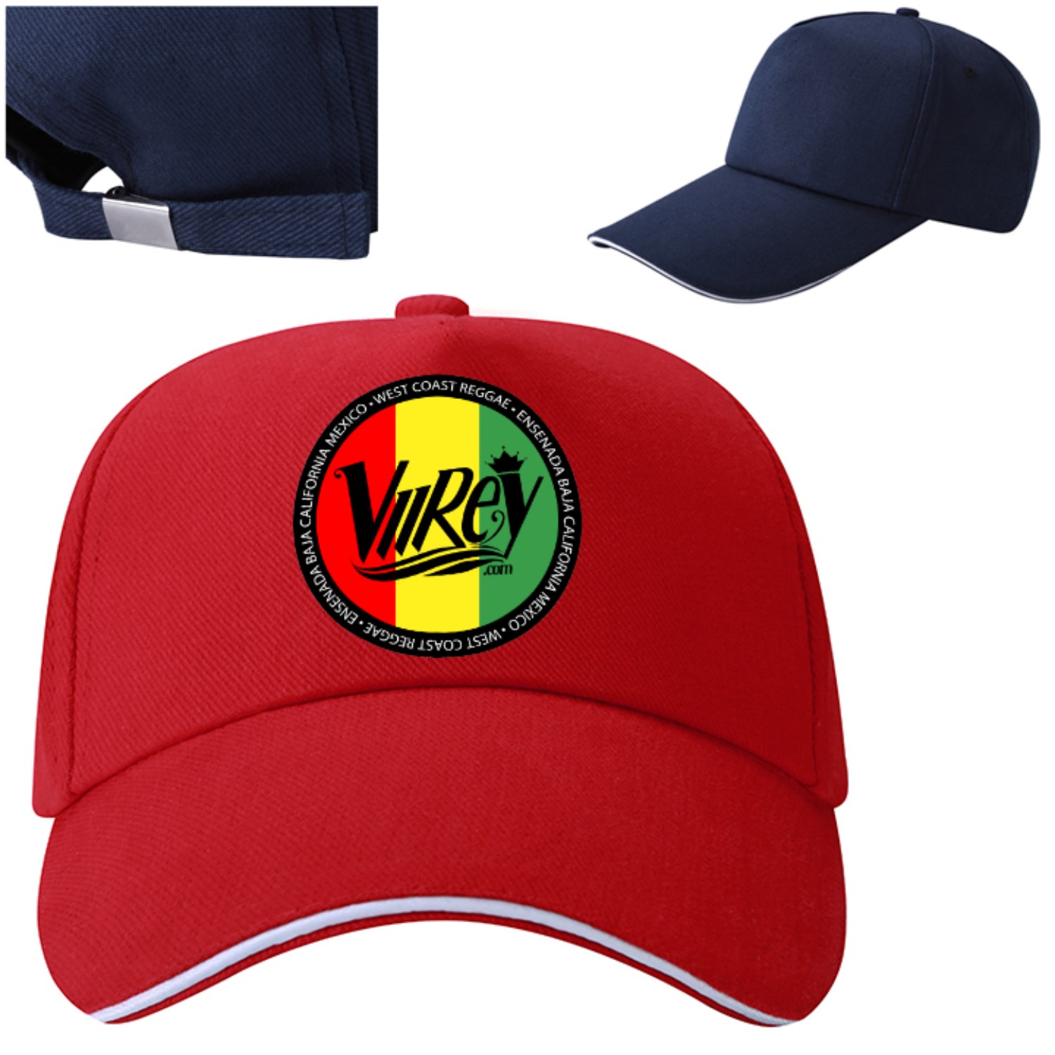 Structured 5 Panel Sandwich Baseball Caps w/ Metal Buckle 2