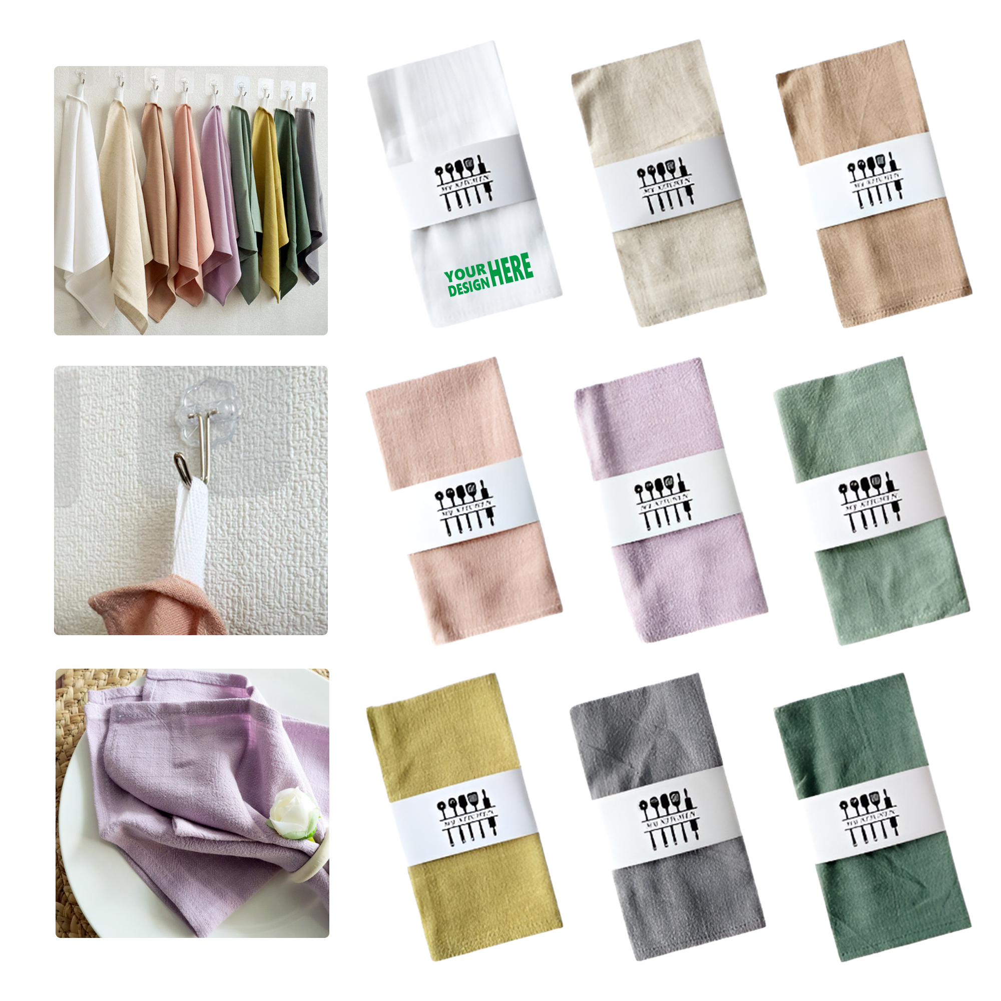 MOQ 50 Linen Cotton Dinner Napkins Square Wedding Table Cloth 1