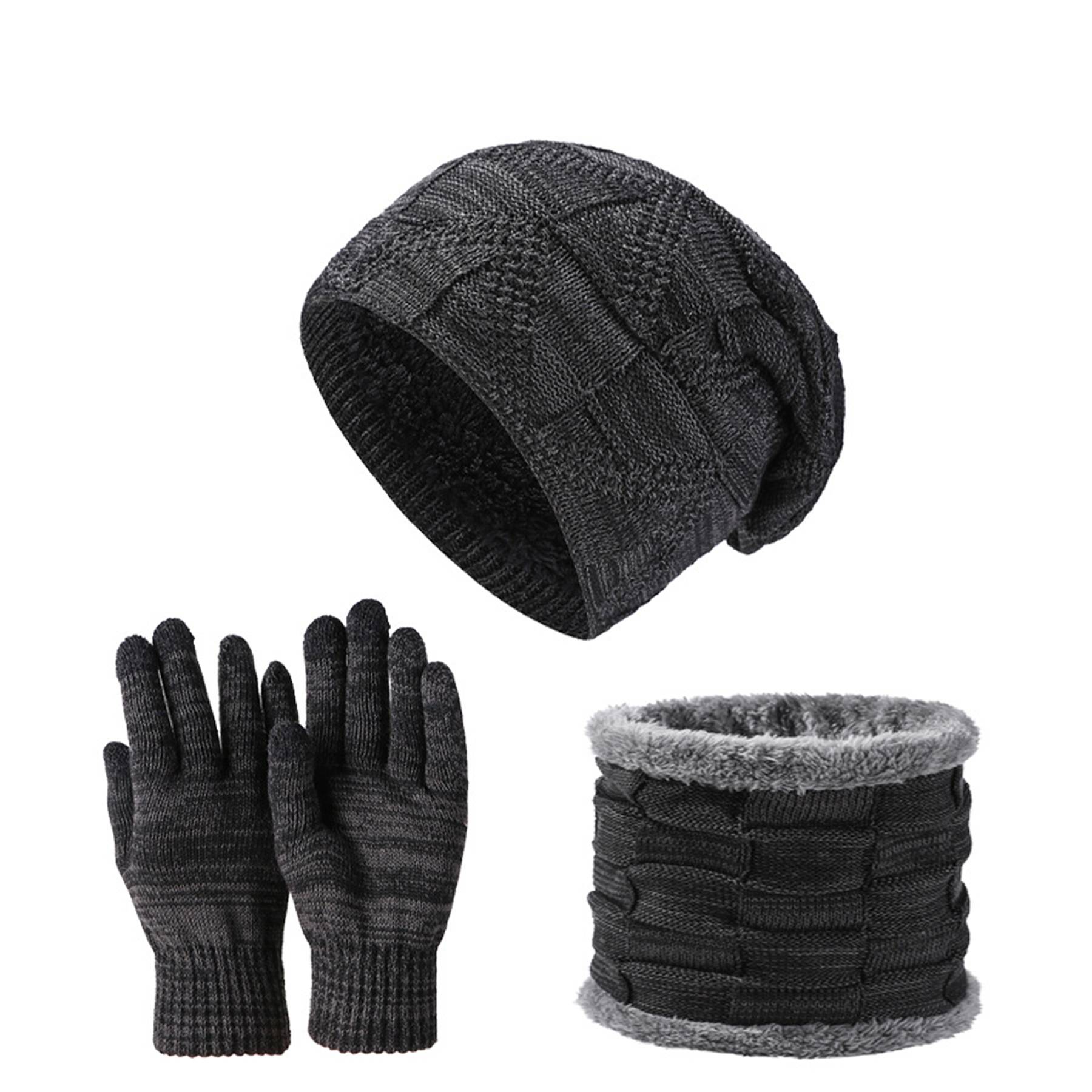 Winter Beanie Hat Scarf and Touch Screen Gloves Set 6