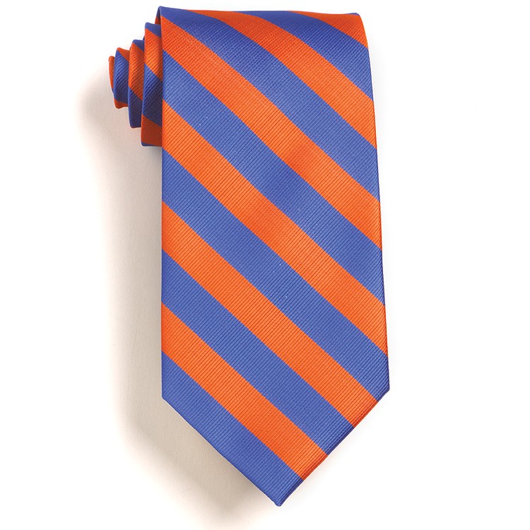 School Stripes Tie - French Blue/Orange 2