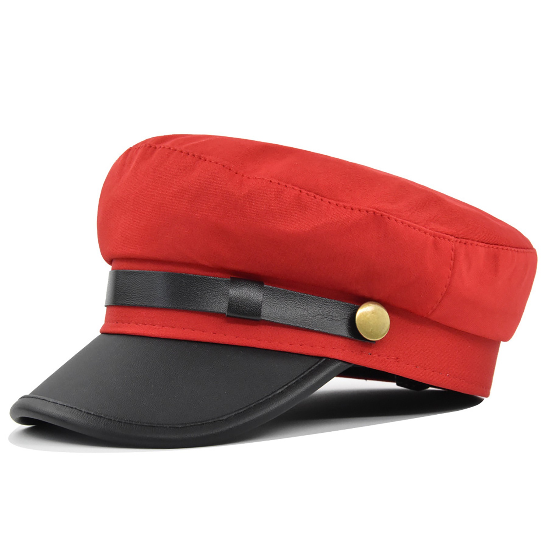 PU Brim Cabbie Beret Hat 1