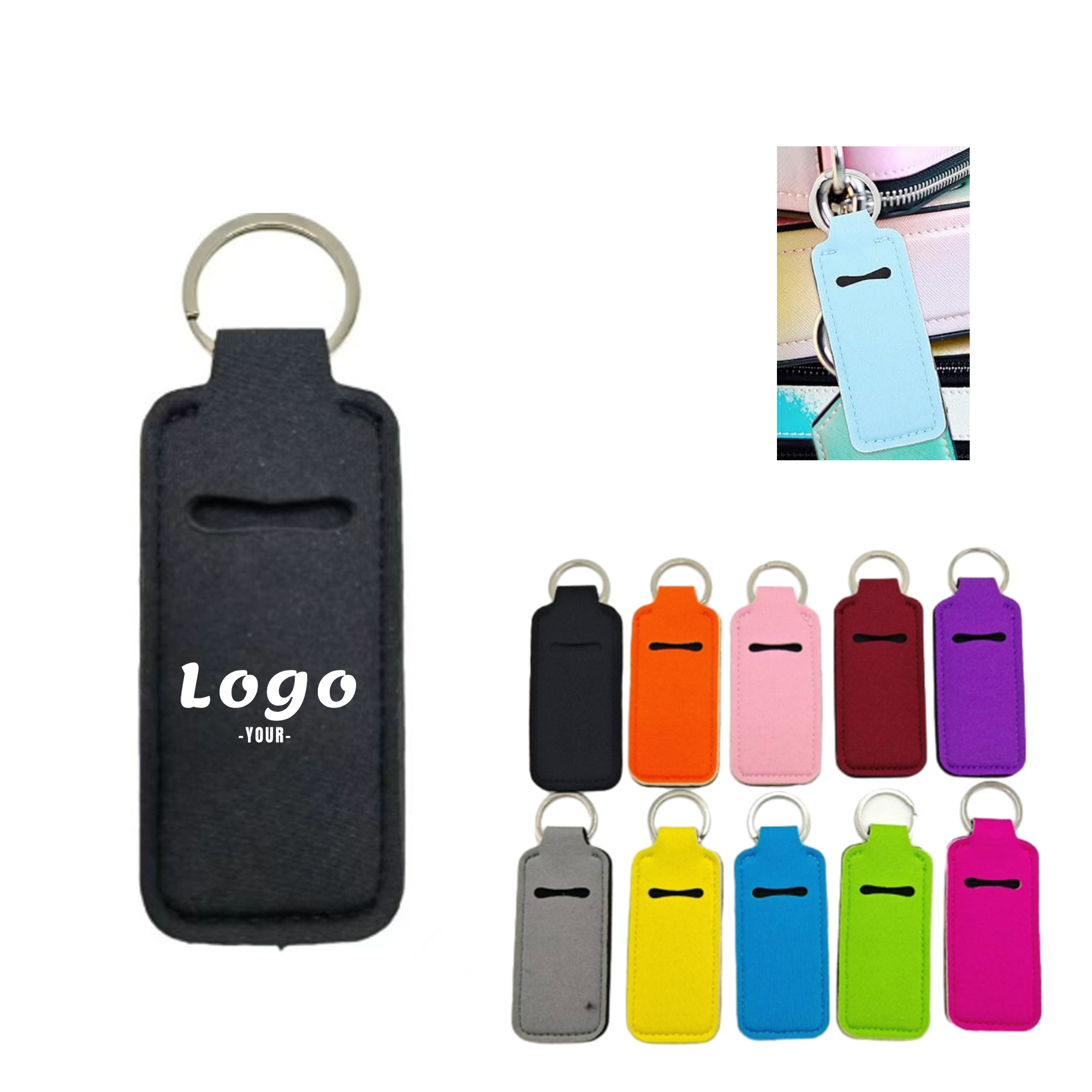 Custom Full Color Portable Outdoor Lipstick Caser With Keychain 1